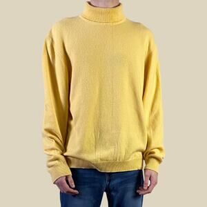 Vintage Brooks Brothers Yellow Gold Pullover Turtleneck Cashmere Sweater Large